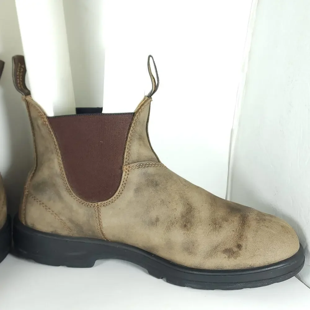 Blundstone Men's 585 AU9,5 US10,5 Rustic Brown Leather Ankle Chelsea Boots